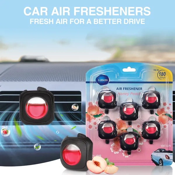 6-Pack Honey Peach Scent Car Vent Clip Air Freshener Long Lasting