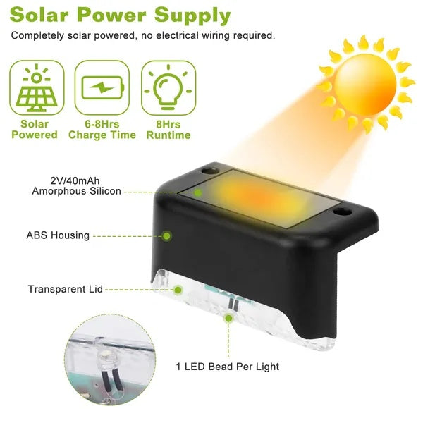 Smart Solar LED Step Lights Waterproof Auto Dusk Outdoor 4 Pack