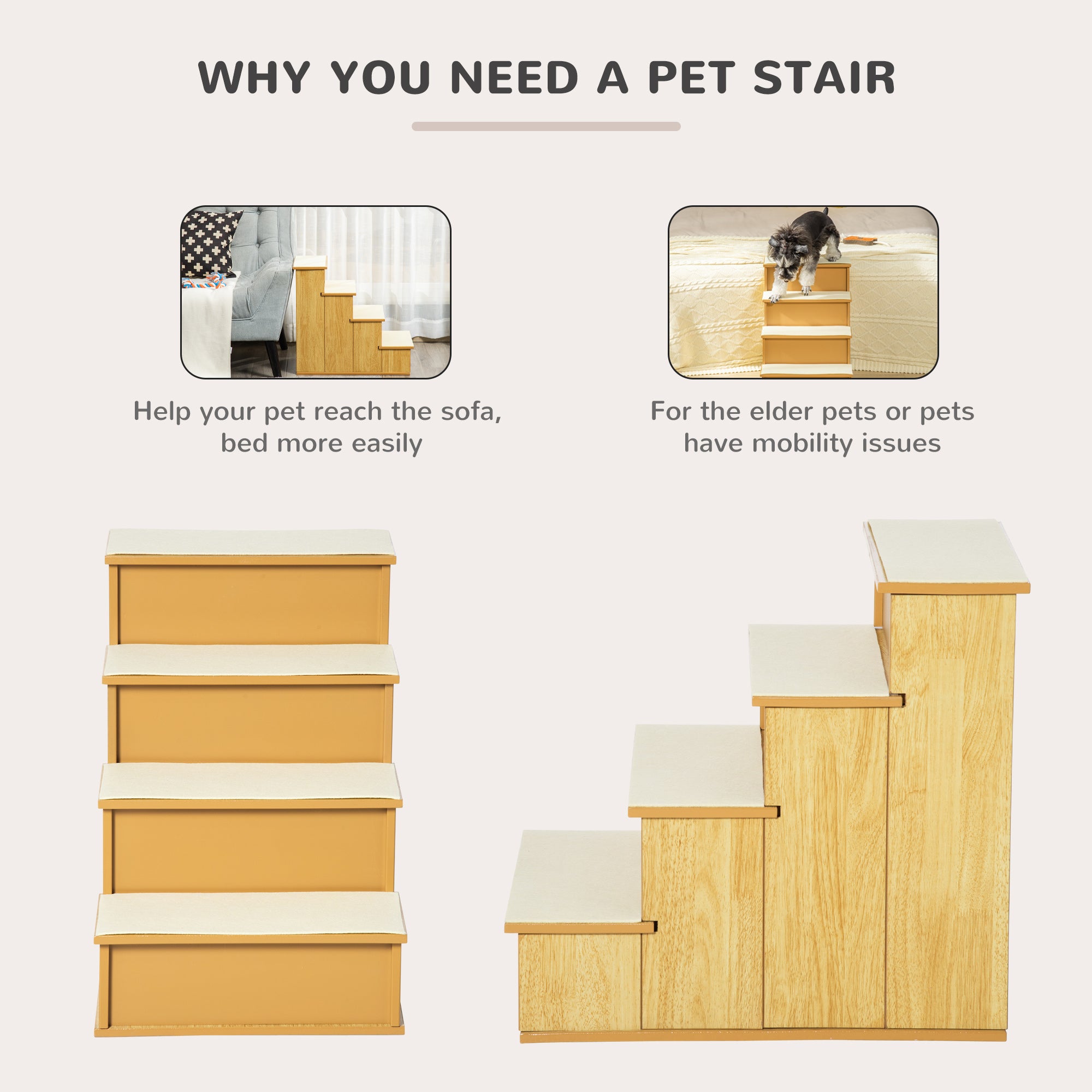 Premium Small Pet Stairs Cushioned Steps for Cats and Dogs