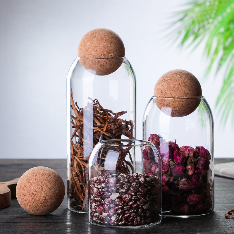 Glass Storage Jar with Cork Lid Minimalist Tea Coffee Container