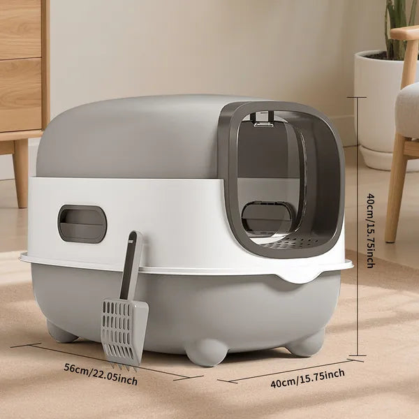 High-Capacity Enclosed Cat Litter Box – Odor Control Scratch-Resistant Cat Toilet