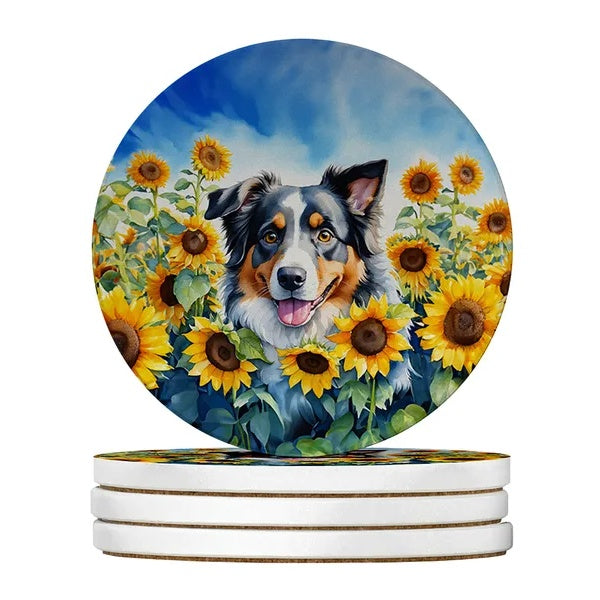 Silky Terrier Sandstone Coasters Set Decorative Drink Coasters