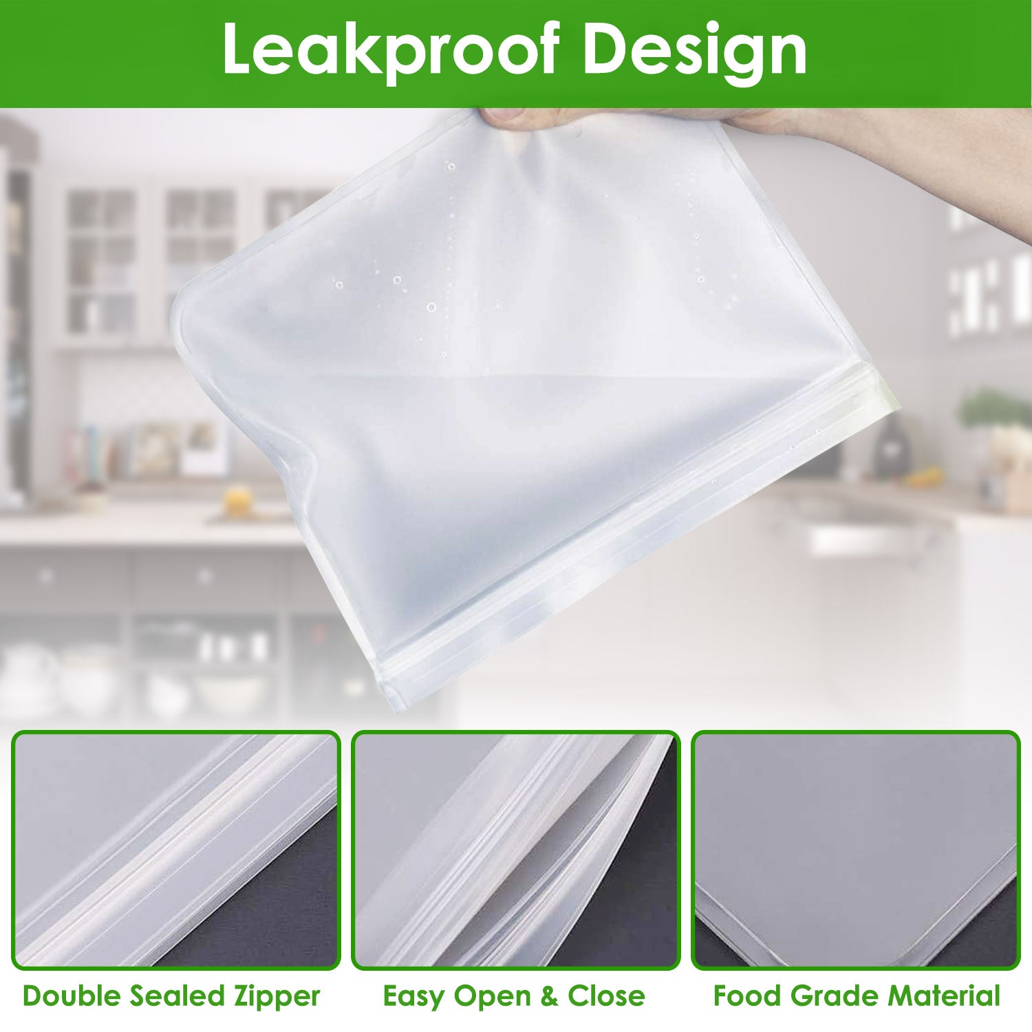 Reusable PEVA Food Storage Bags Set