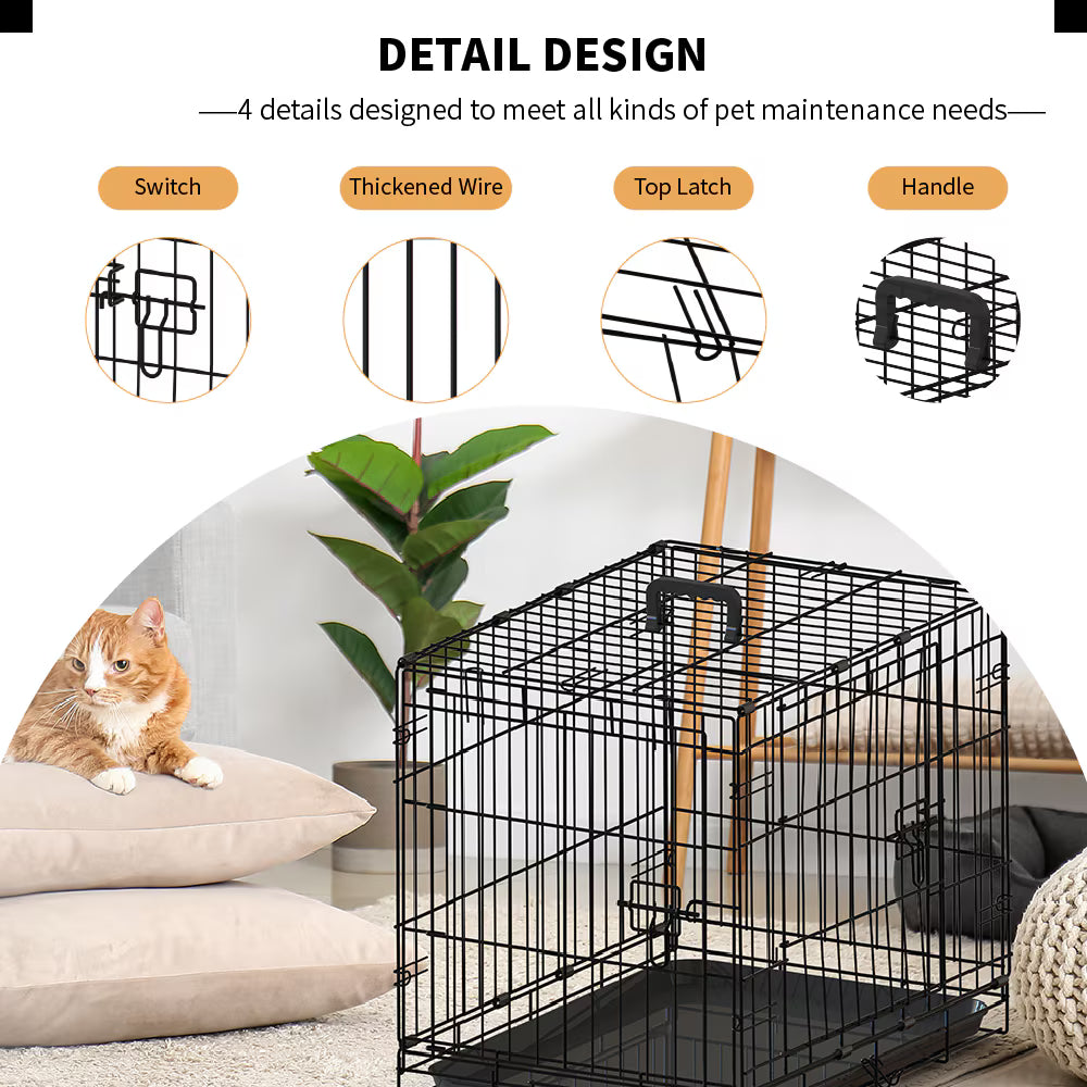 Ultimate 30 Inch Black Wire Dog Cage Secure Double Lock Design