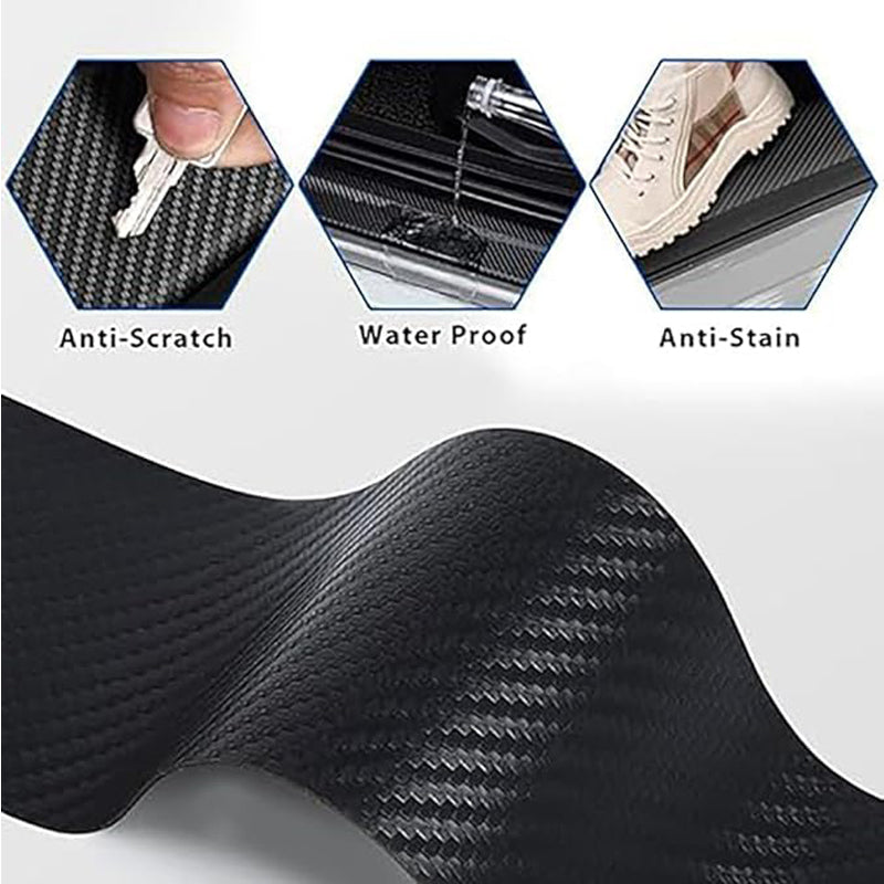 4PCS Carbon Fiber Car Door Sill Protector Scratch Guard