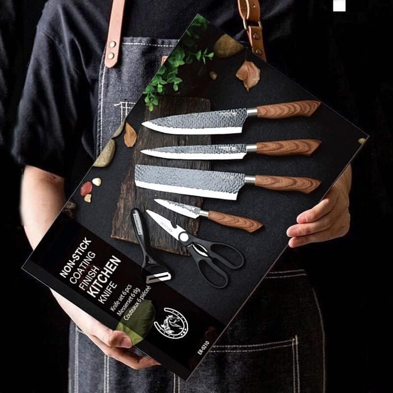 6PCS Kitchen Knife Set Stainless Steel Chef Knives Gift Case