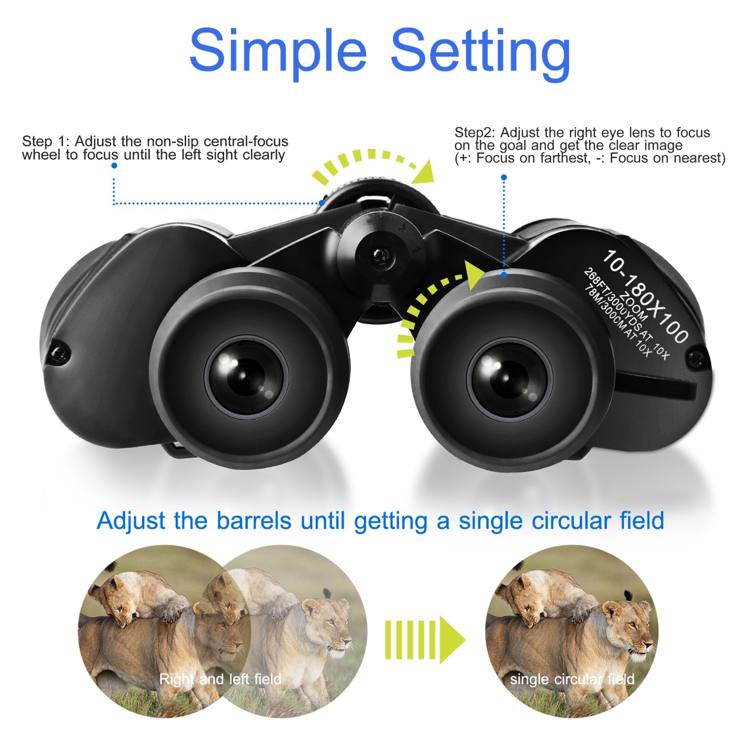 Portable Zoom Binoculars with FMC Lens for Bird Watching, Hunting