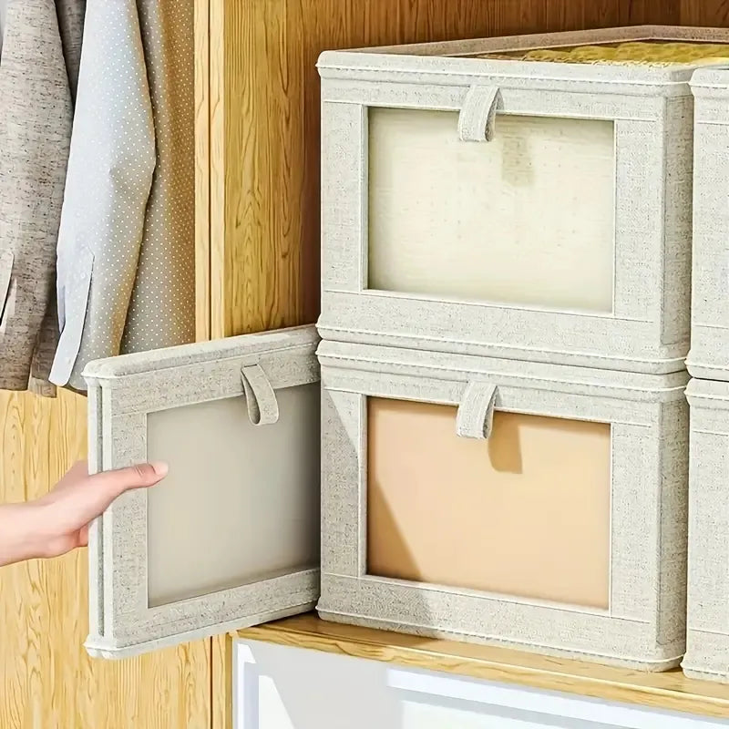 Foldable Clothes Storage Box with Window Stackable Closet Organizer