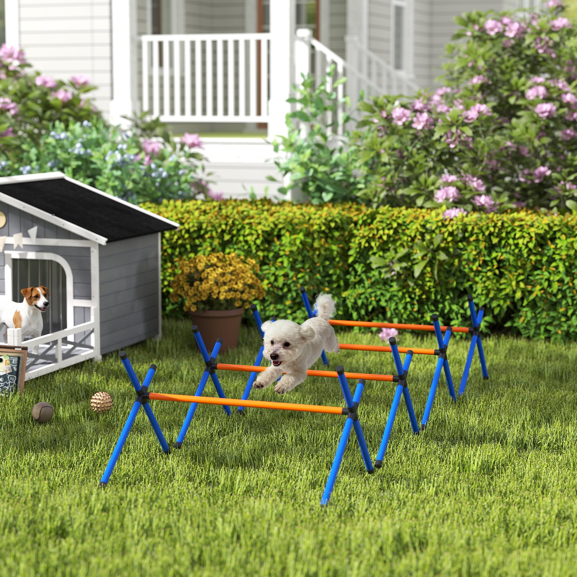 4-Piece Dog Agility Training Set – Adjustable Jump Bar Course for Indoor & Outdoor Use
