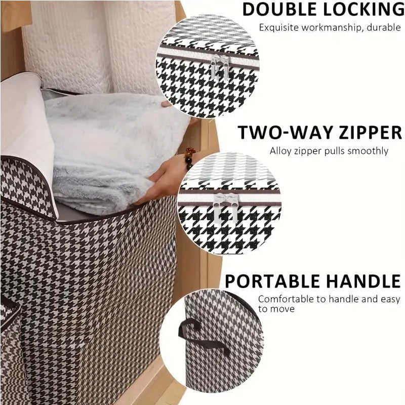 3pcs 100L Foldable Storage Bags Houndstooth Travel Organizer Set