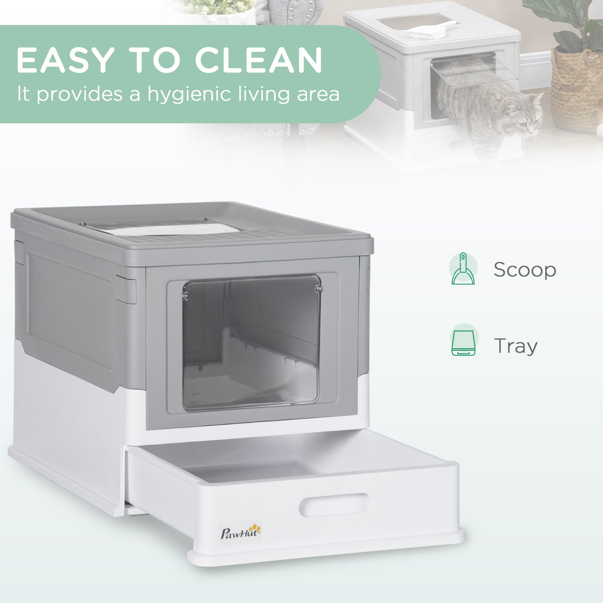 Premium Enclosed Cat Litter Box Front Entry Top Exit Design