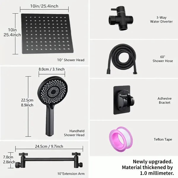 High Pressure Rain Shower Head Set with Handheld and Hose