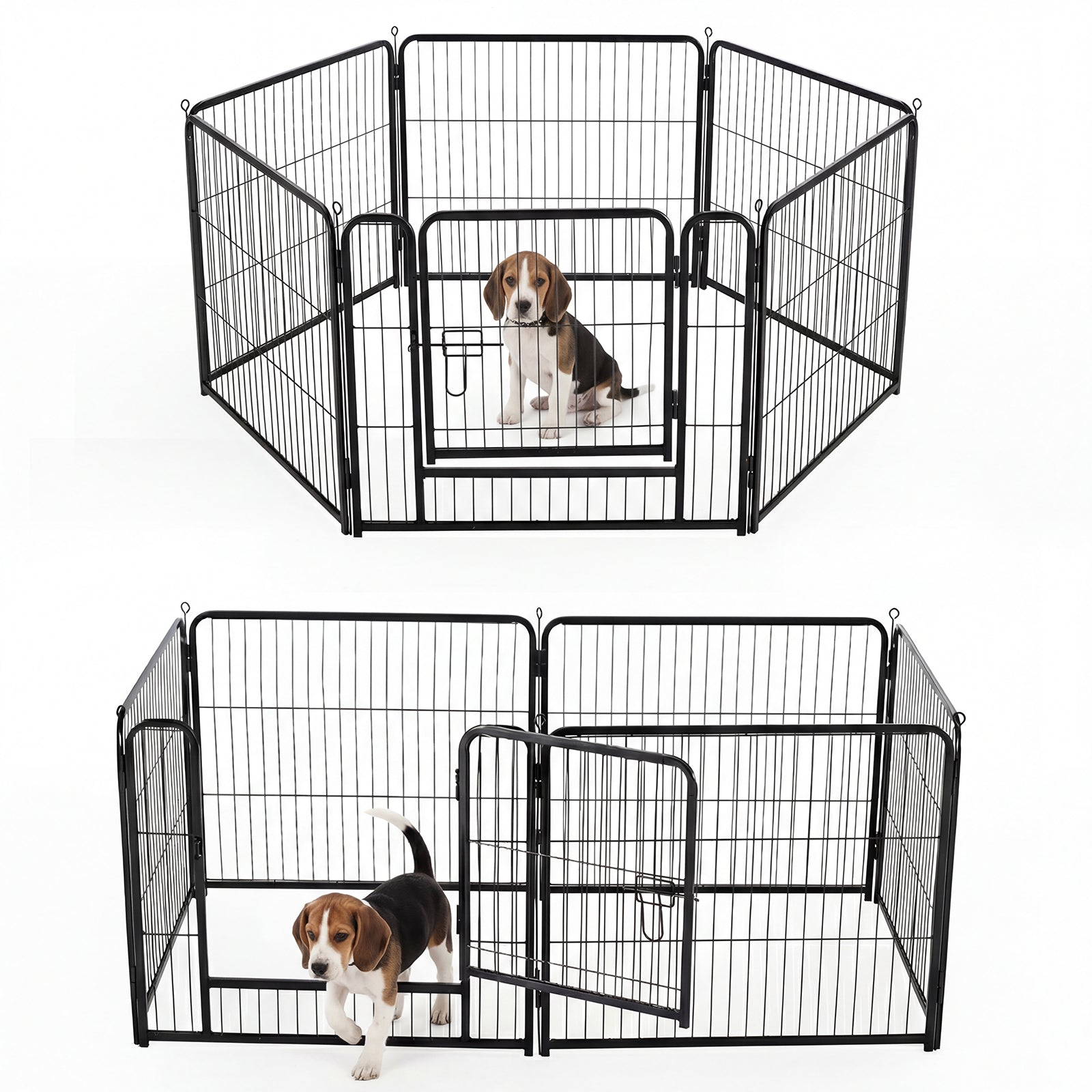 Foldable Metal Pet Fence with Door – Outdoor Exercise Playpen for Small, Medium & Large Dogs