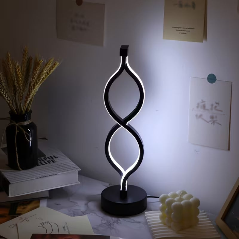 Modern Wave Desk Lamp USB 3 Color Dimmable LED Table Light