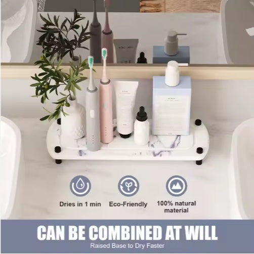 Instant Dry Diatomaceous Earth Sink Tray Kitchen Bathroom Organizer Caddy