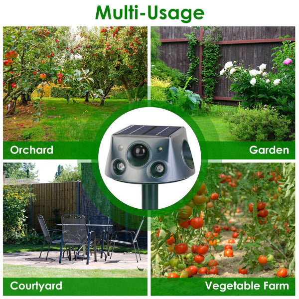 Powerful Solar Animal Repeller Rechargeable Waterproof Wide Range