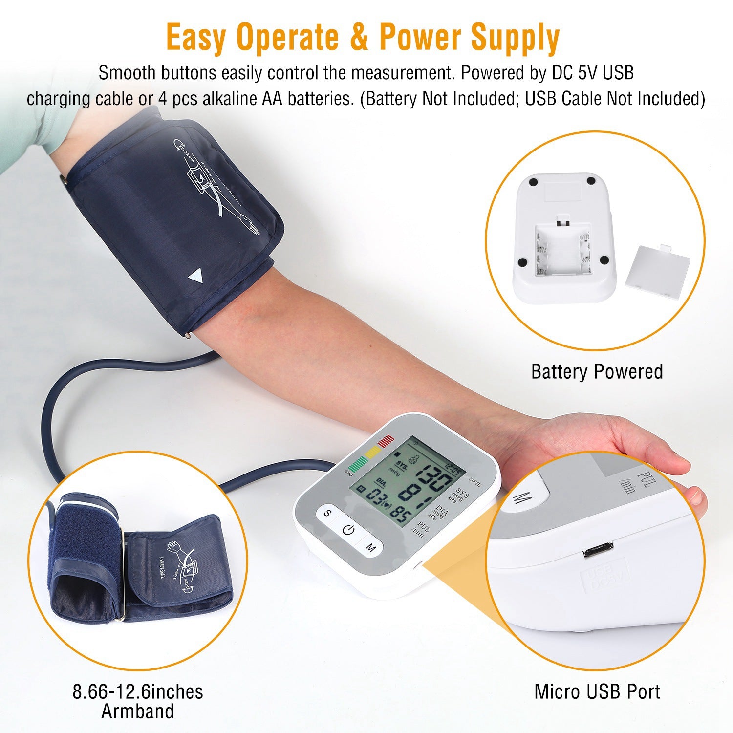 Digital Arm Blood Pressure Monitor LCD Voice BP Machine