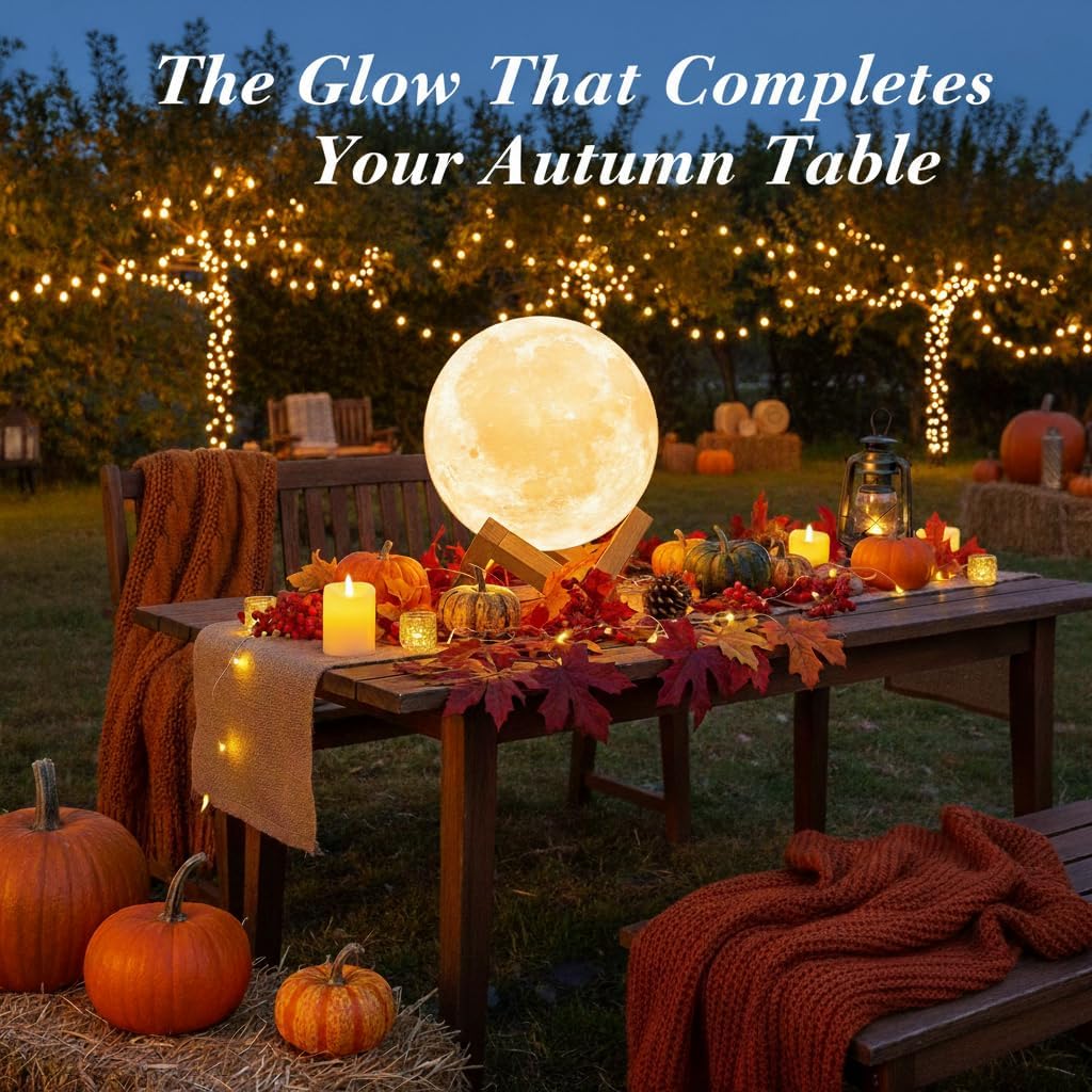 16-Color LED Moon Lamp with Stand & Remote
