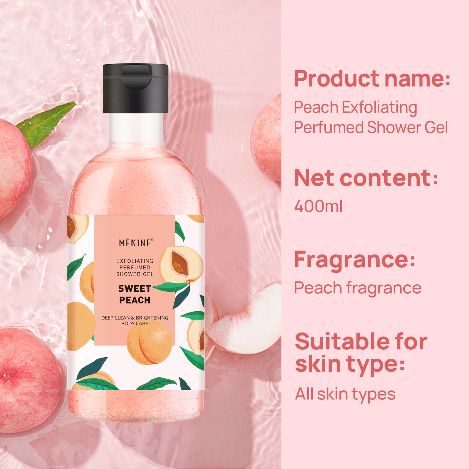 Refreshing Peach Shower Gel for Soft Smooth & Fragrant Skin