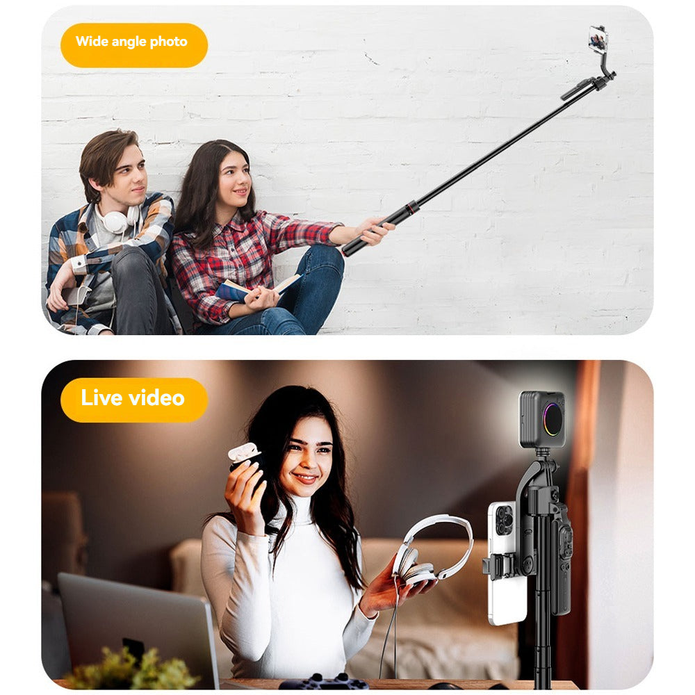 Auto Face Tracking Tripod 360 Rotation Selfie Stick with Light