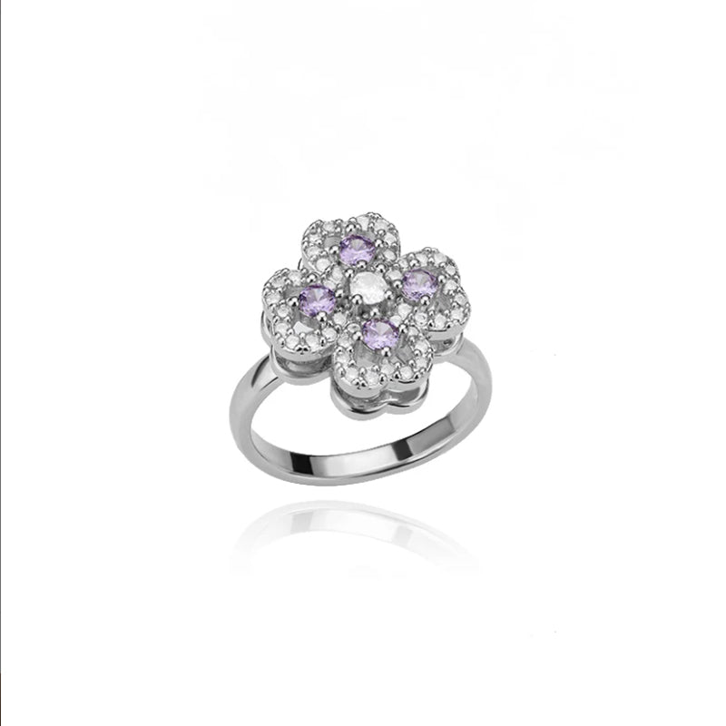 Luxury Clover Rotating Ring – Zircon Adjustable Lucky Jewelry