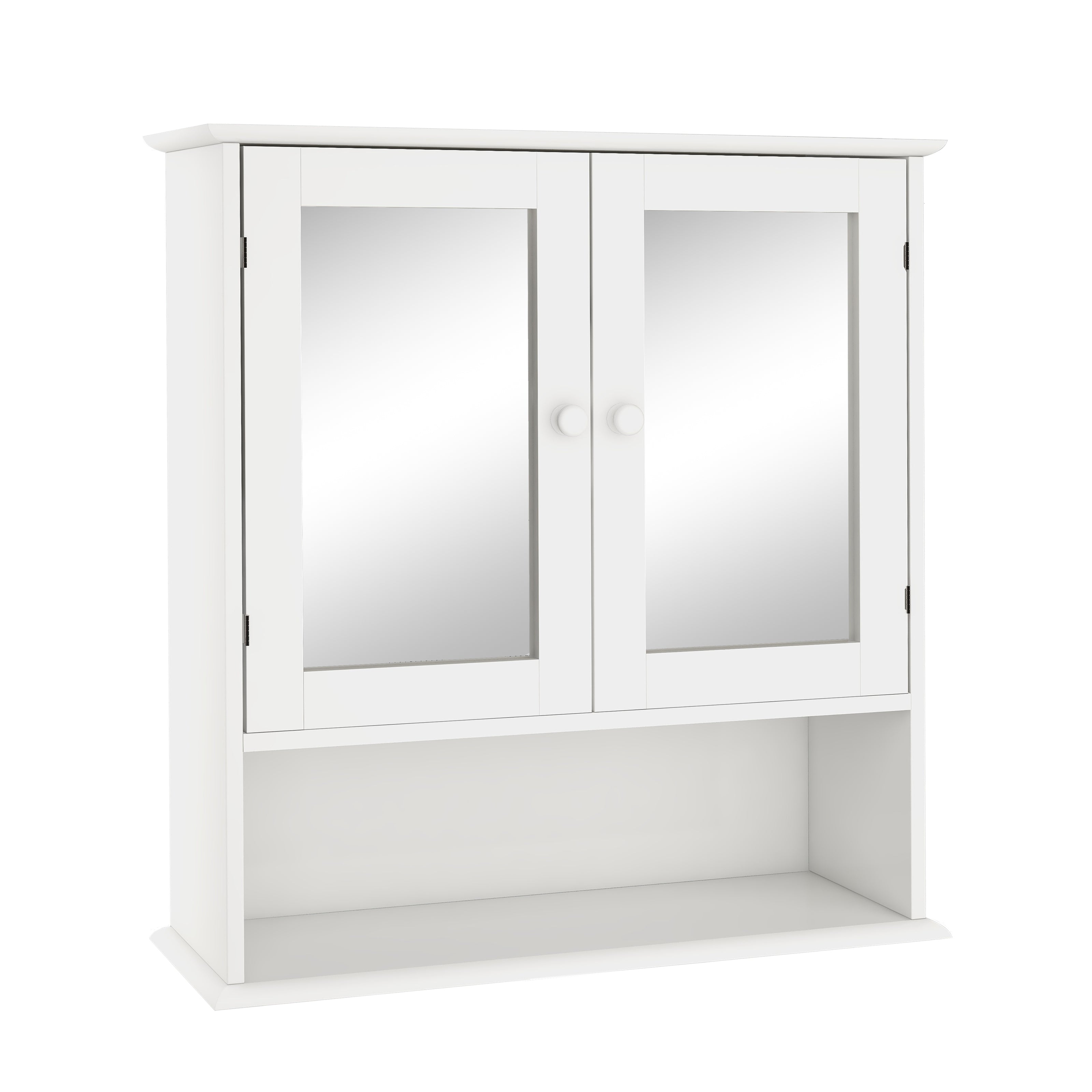Bathroom Wall Cabinet with Double Mirror Doors & Shelf