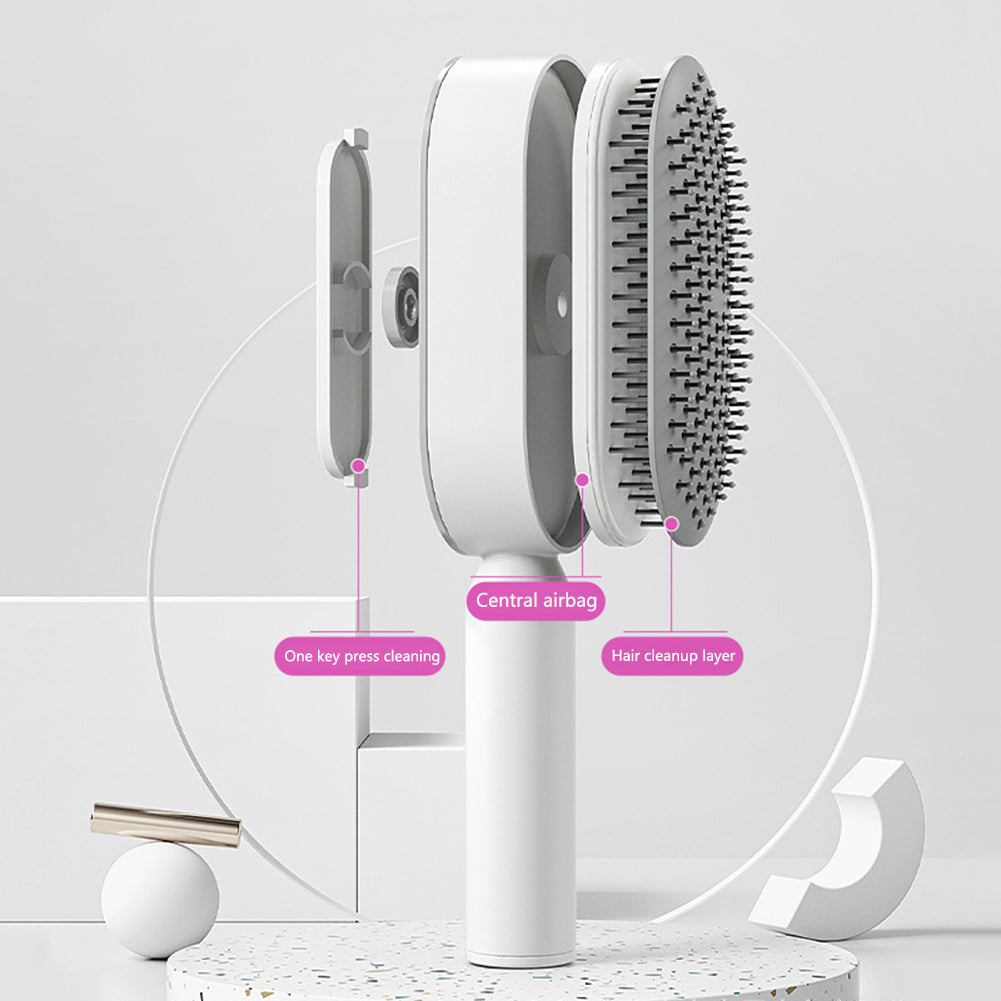 Self Cleaning Hair Brush with Scalp Massage & Detangling