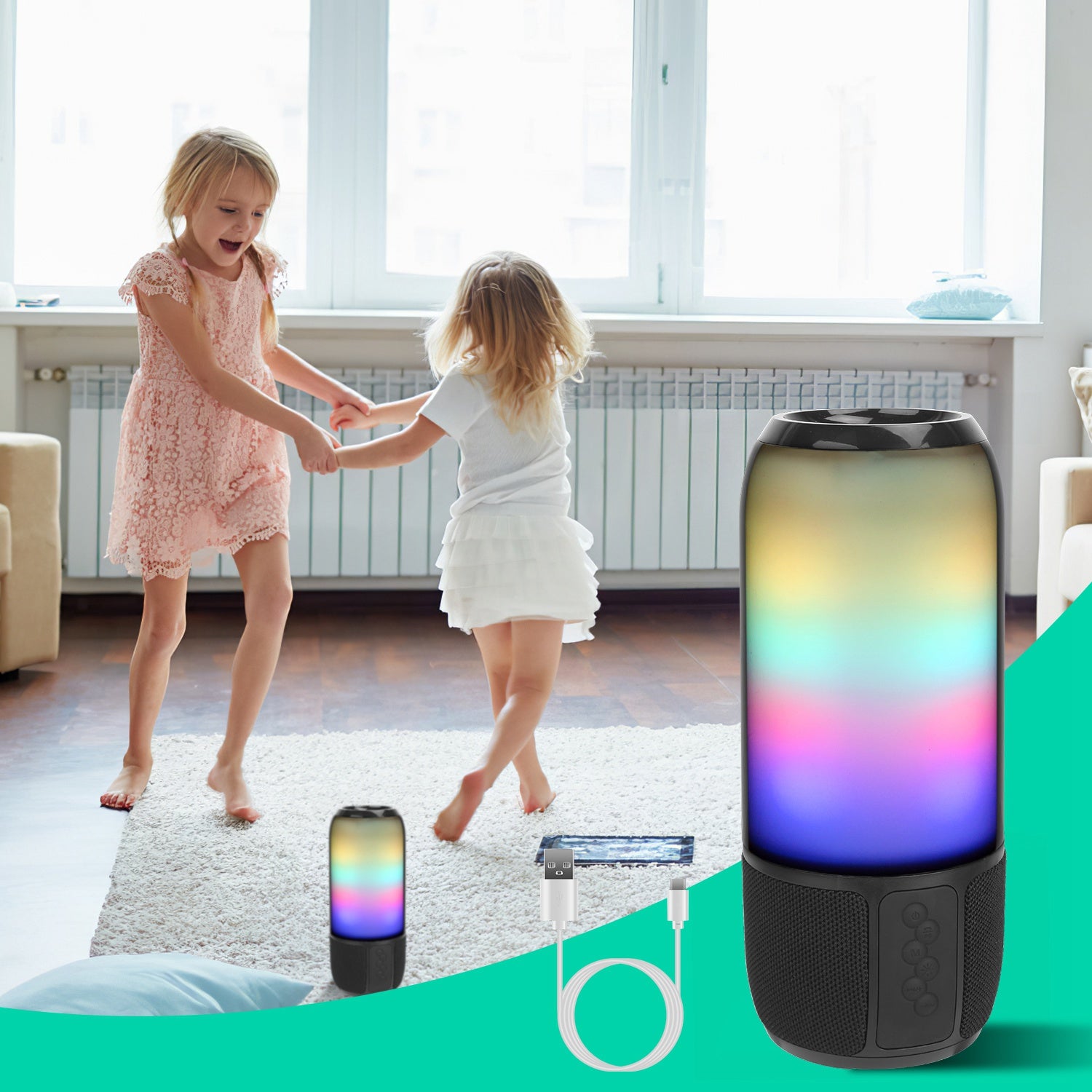 Wireless Portable Speaker Loud Stereo with Color Lights Radio