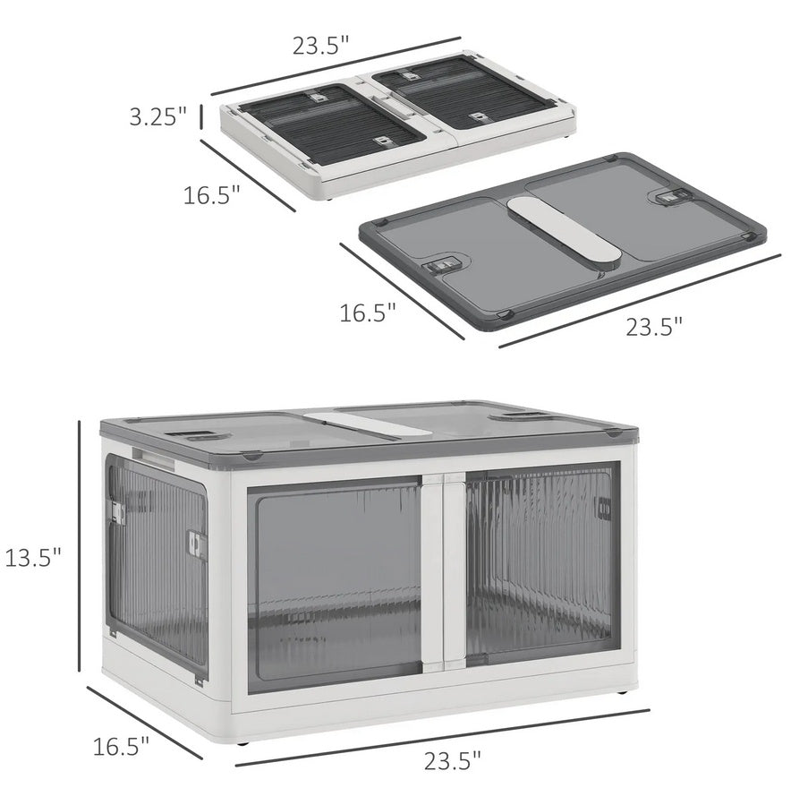 Stackable Storage Bins with Lids Collapsible Organizer with Wheels