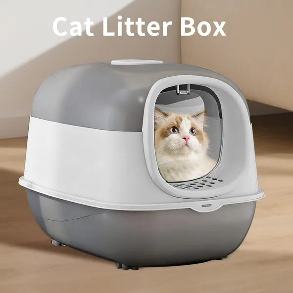 Enclosed Cat Litter Box with Lid – Large Covered Odor Control Cat Toilet