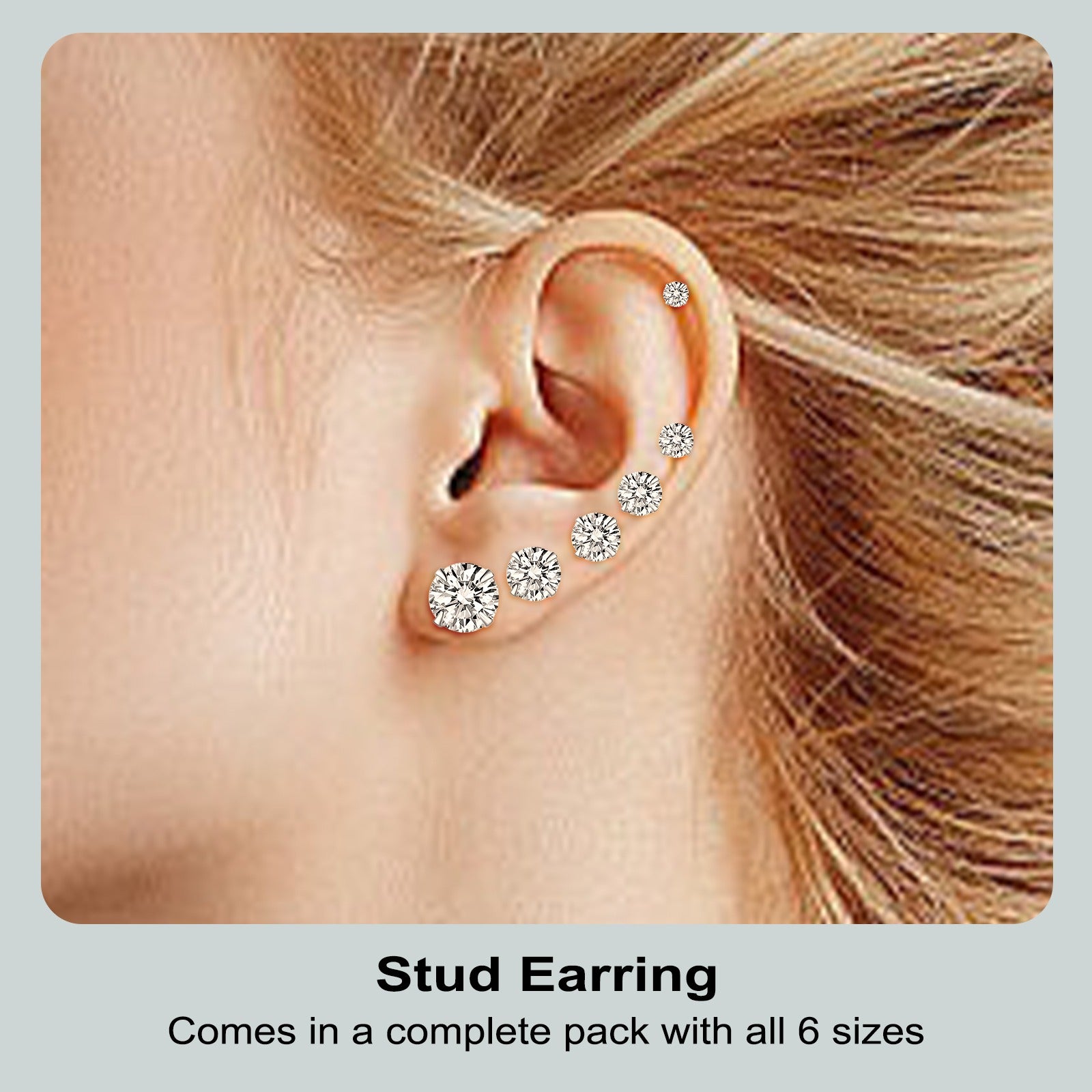Luxury Titanium Steel Stud Earrings Set 6Pairs Butterfly Back