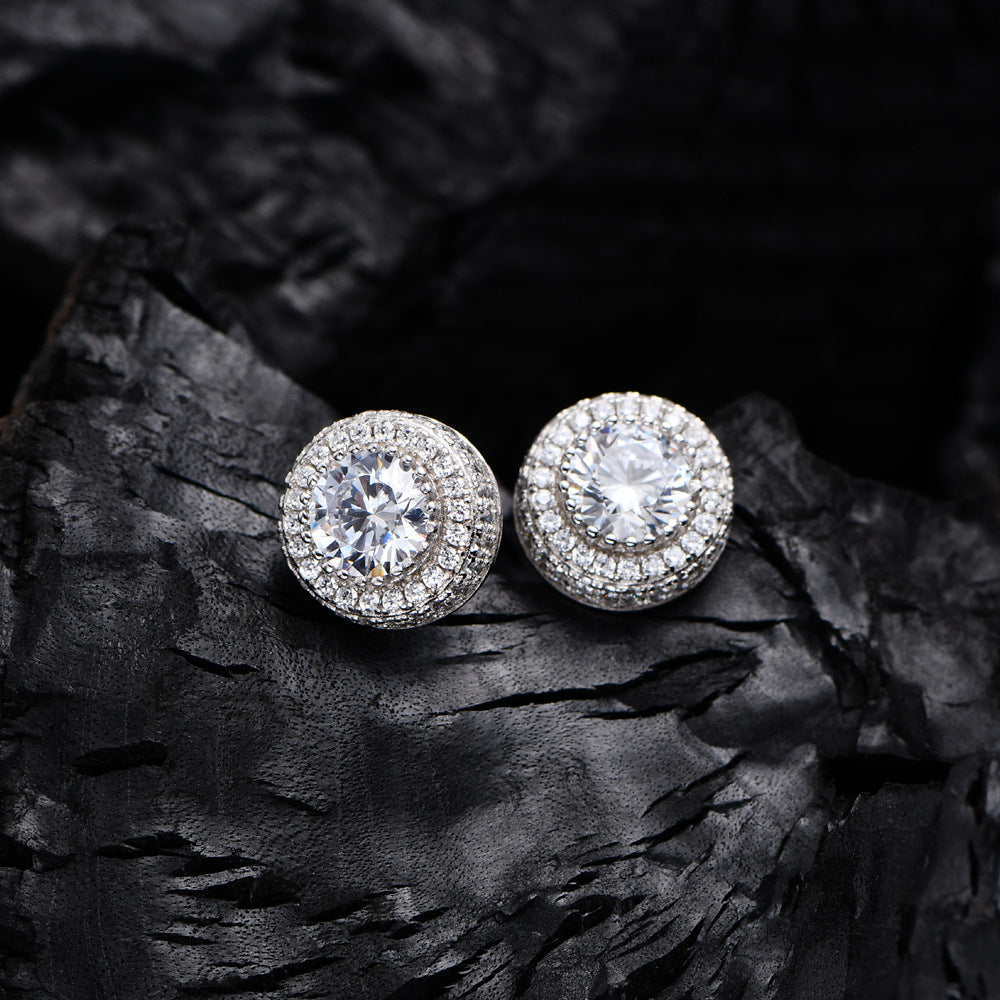 Luxury Zircon Stud Earrings Unisex Hip Hop Wedding Style