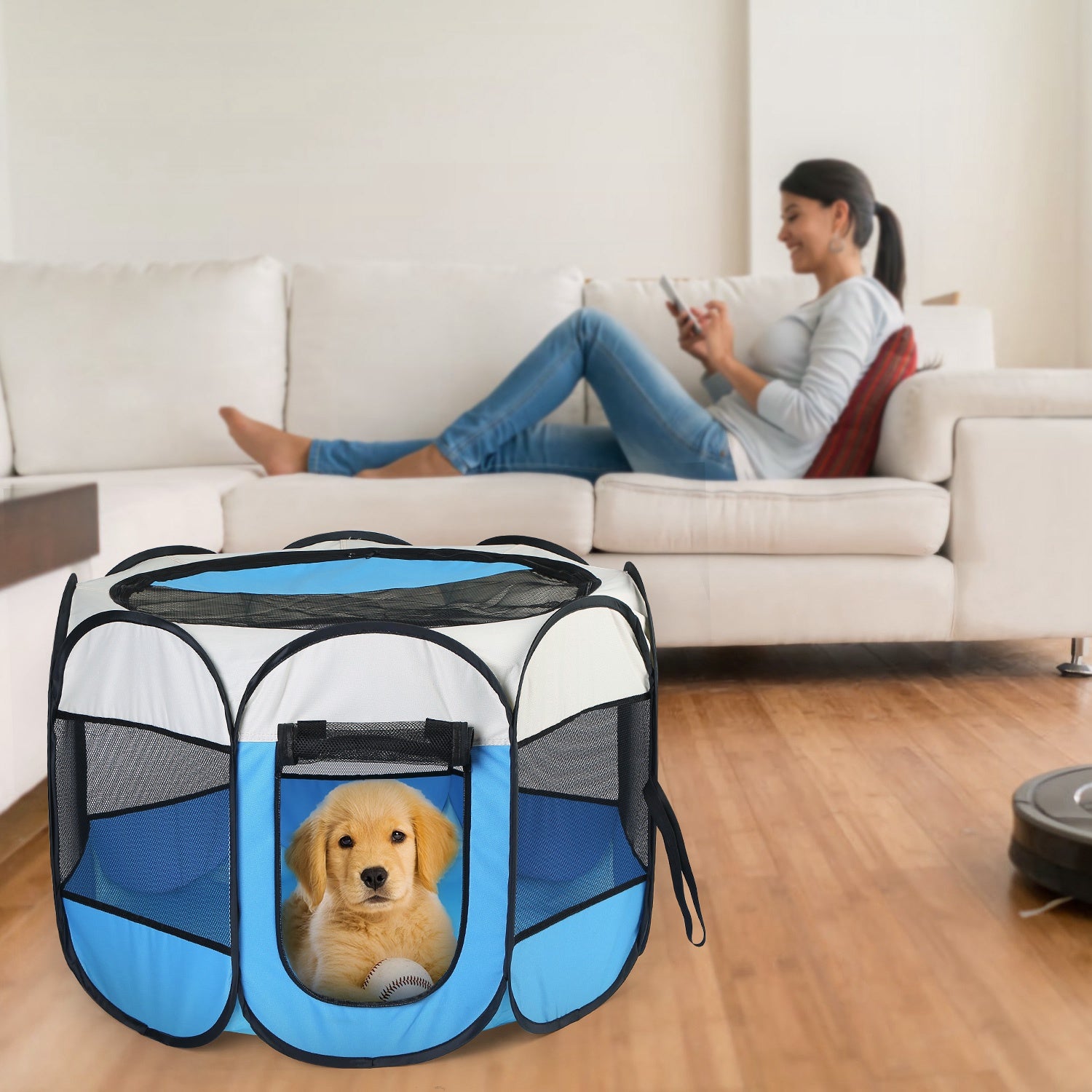 Premium Foldable Pet Tent Playpen Water Resistant Indoor Outdoor