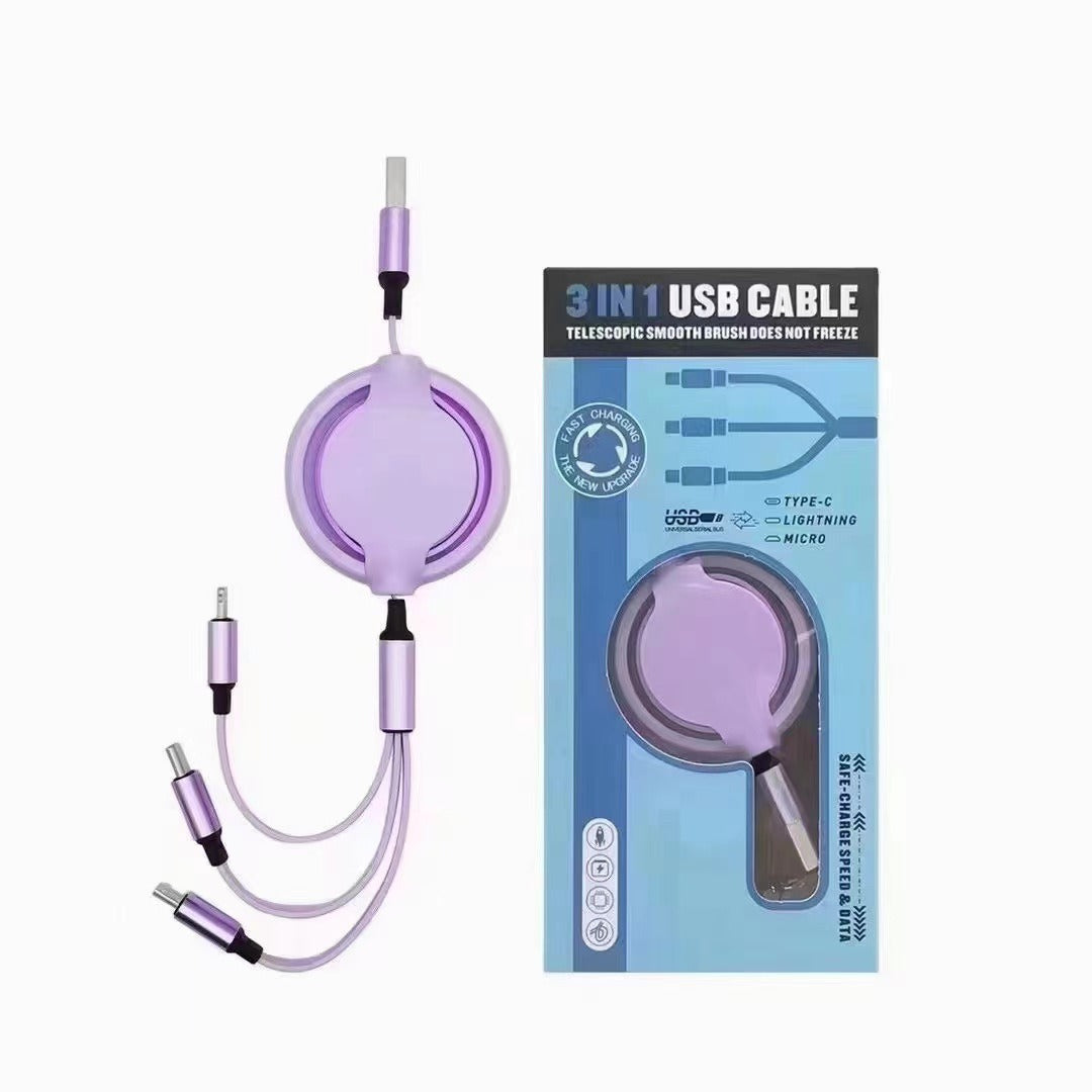 3 in 1 Fast Charging Cable Universal Multi Device Power Cord