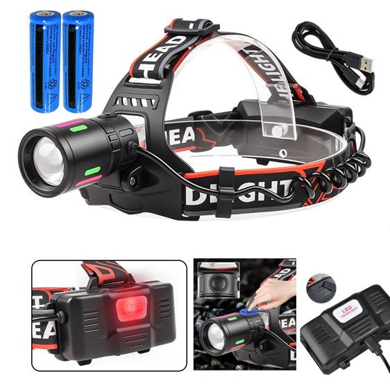 Ultra Bright LED Headlamp USB Rechargeable Zoom Head Torch
