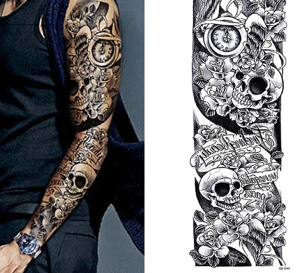 Large Temporary Tattoo Sleeve Waterproof Realistic Body Art