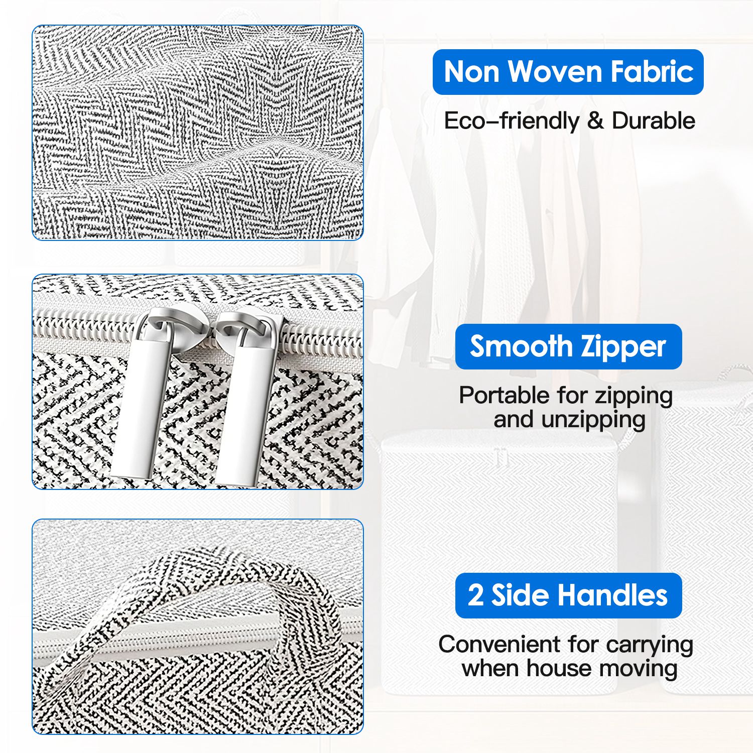 4 Pack Foldable Storage Bags Closet Organizer Large Capacity Set