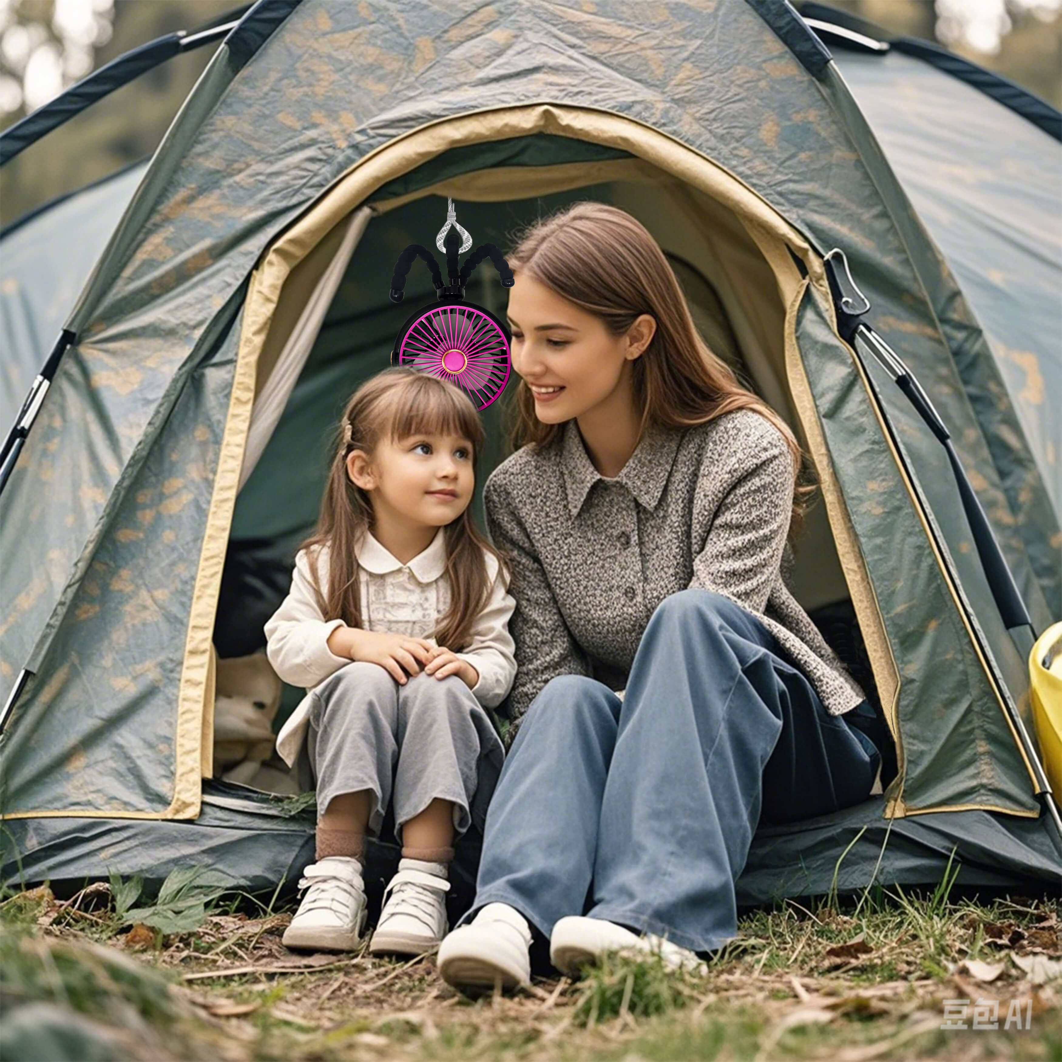 Powerful Camping Fan with LED Lantern Portable Rechargeable