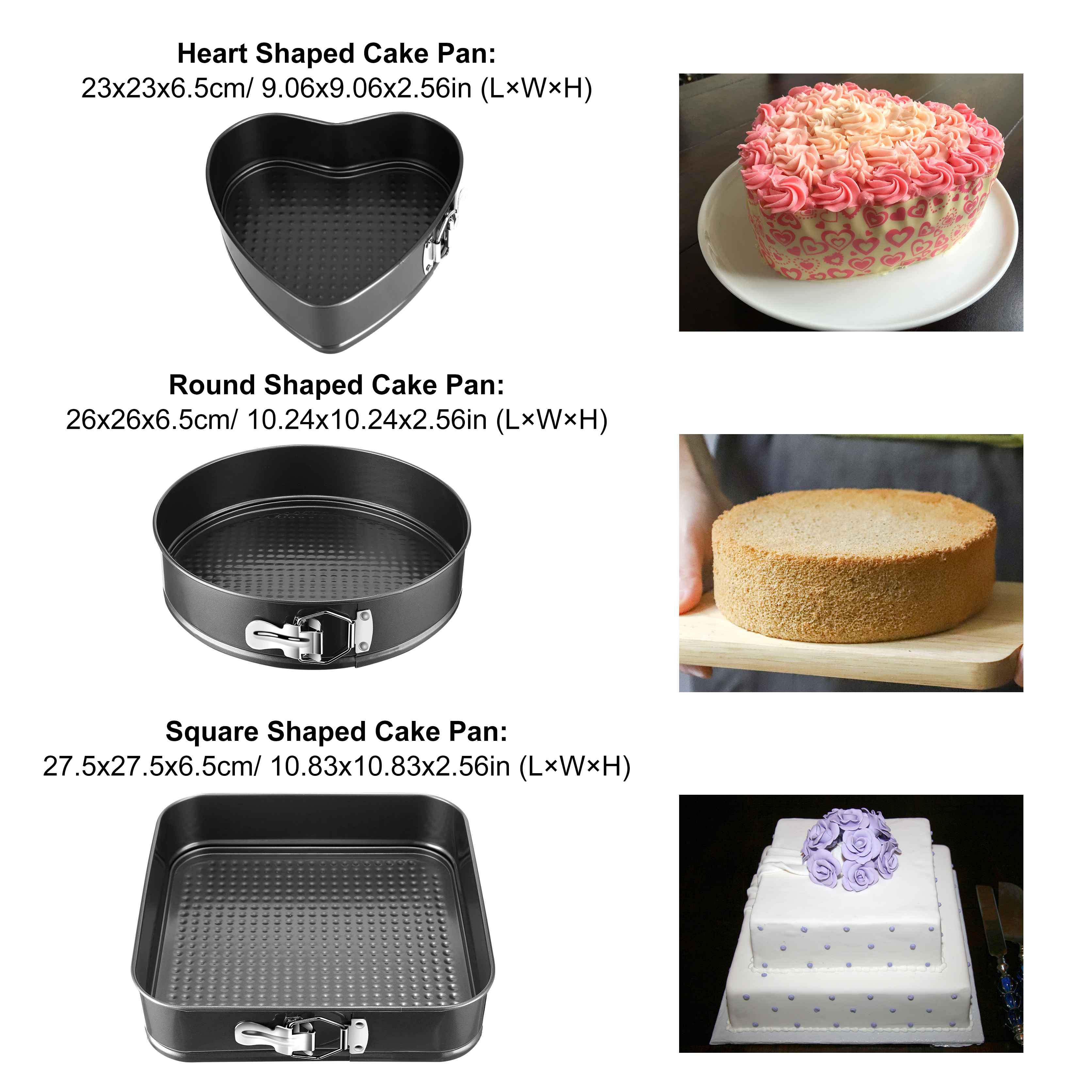 3 Piece Nonstick Springform Cake Pan Set