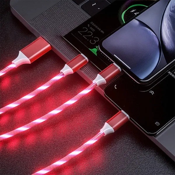 3 in 1 Fast Charging Cable LED Multi USB Type C Micro USB Cord