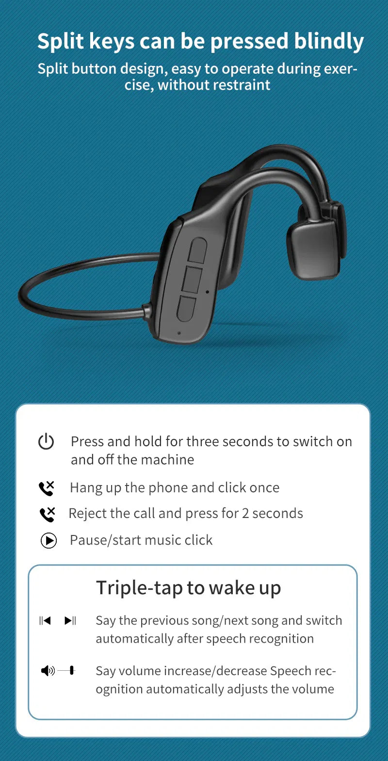 Bone Conduction Bluetooth 5.1 Wireless Sport Headphones Outdoor