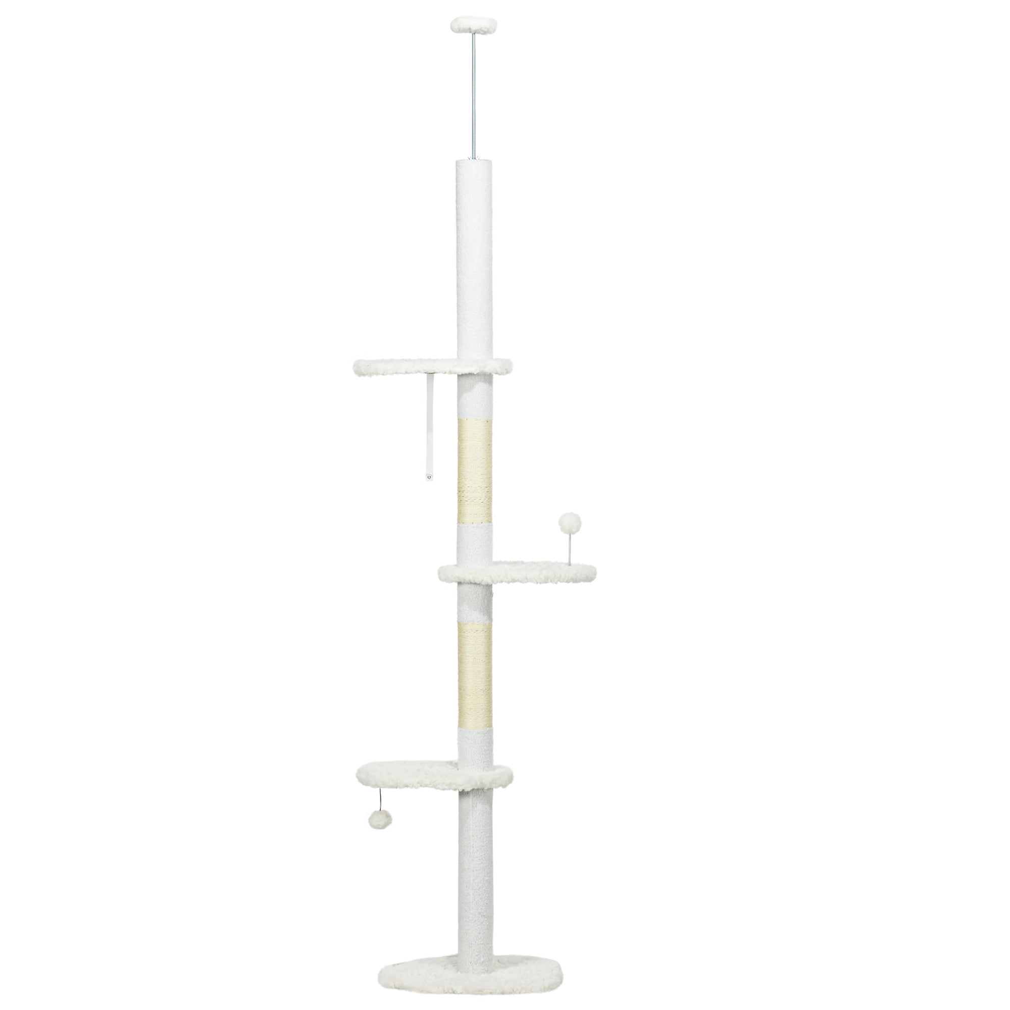 8.4-Foot Floor to Ceiling Cat Tree – Adjustable Multi-Level Cat Tower with Scratching Posts