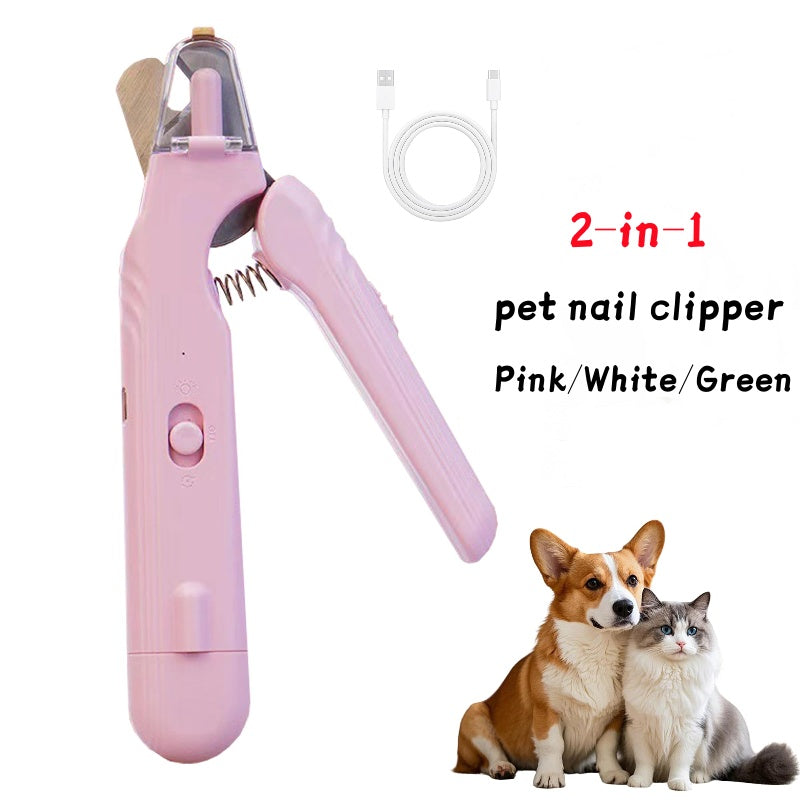 Premium 2in1 Pet Nail Clipper LED Light Safe Grooming Trimmer