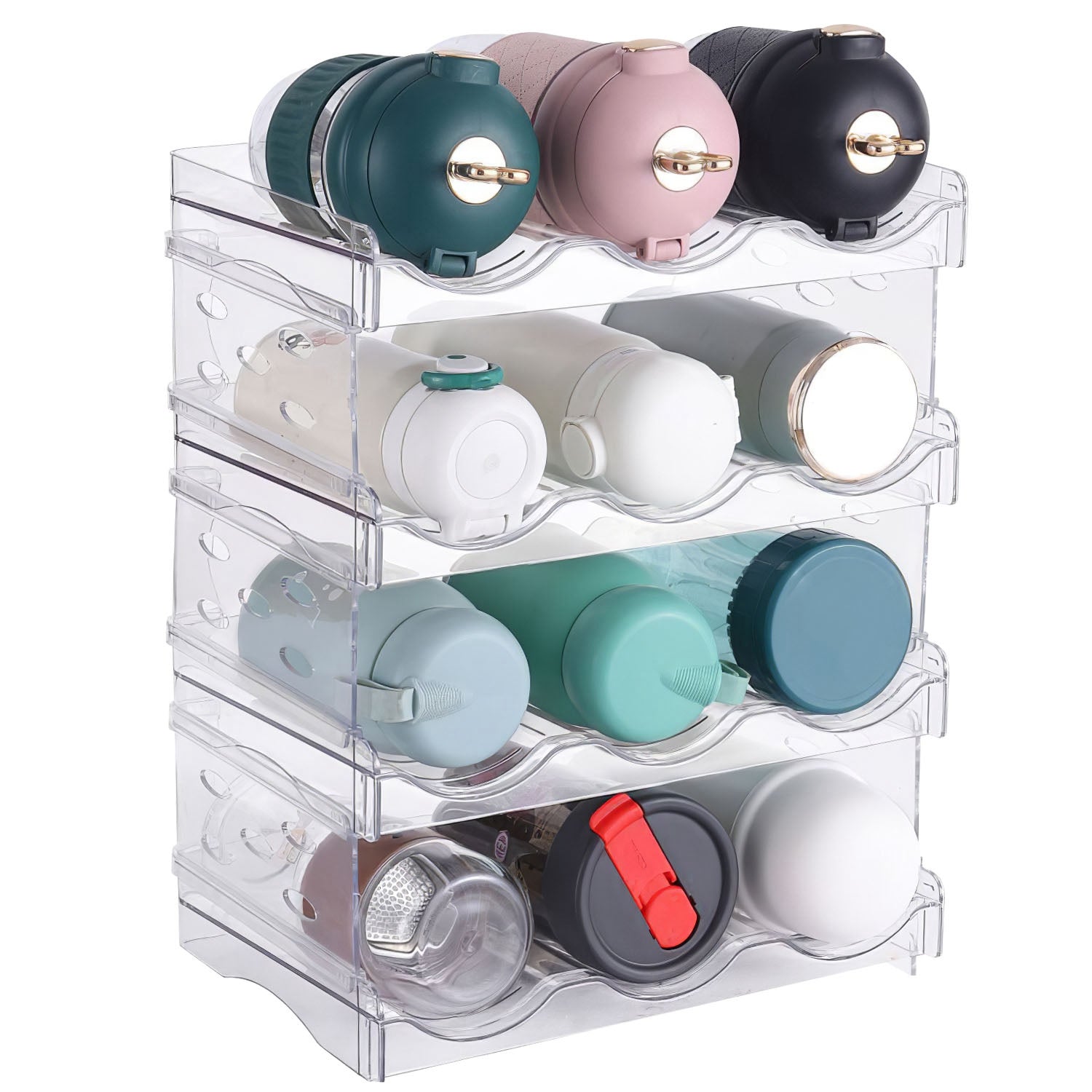 4 Tier Bottle Storage Holder 12 Bottles Stackable Organizer