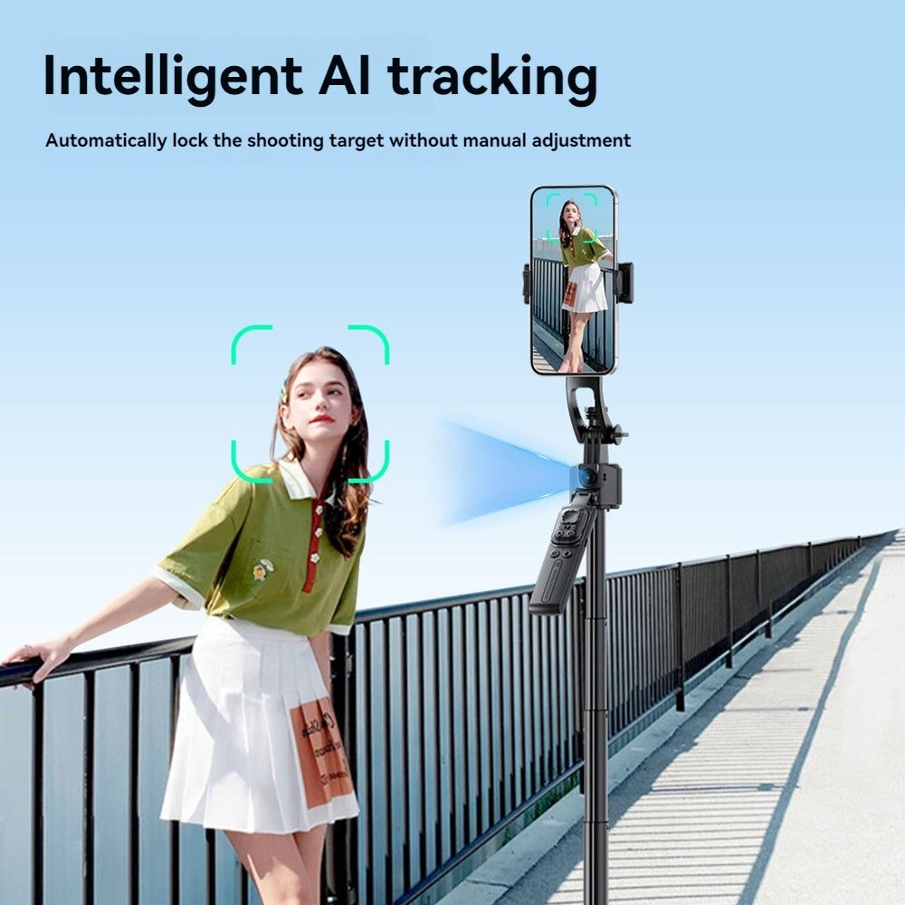 Auto Face Tracking Tripod 360 Rotation Selfie Stick with Light