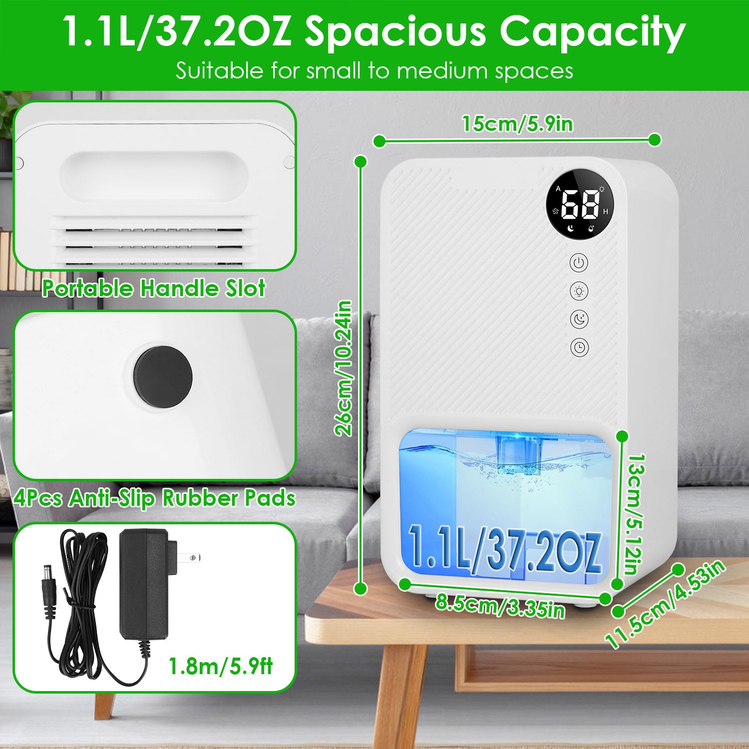 Powerful Portable Dehumidifier Quiet Smart Home Air Dryer