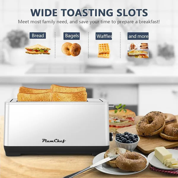 4 Slice Toaster with Extra Wide Slots and 6 Settings