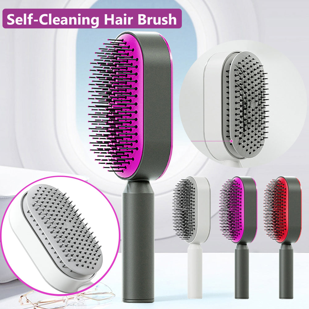 Self Cleaning Hair Brush with Scalp Massage & Detangling