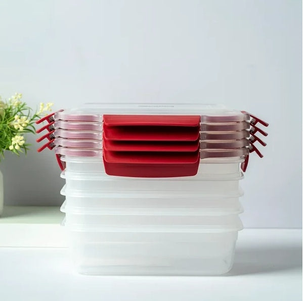 5 Pack Airtight Food Storage Containers with Snap Lock Lids