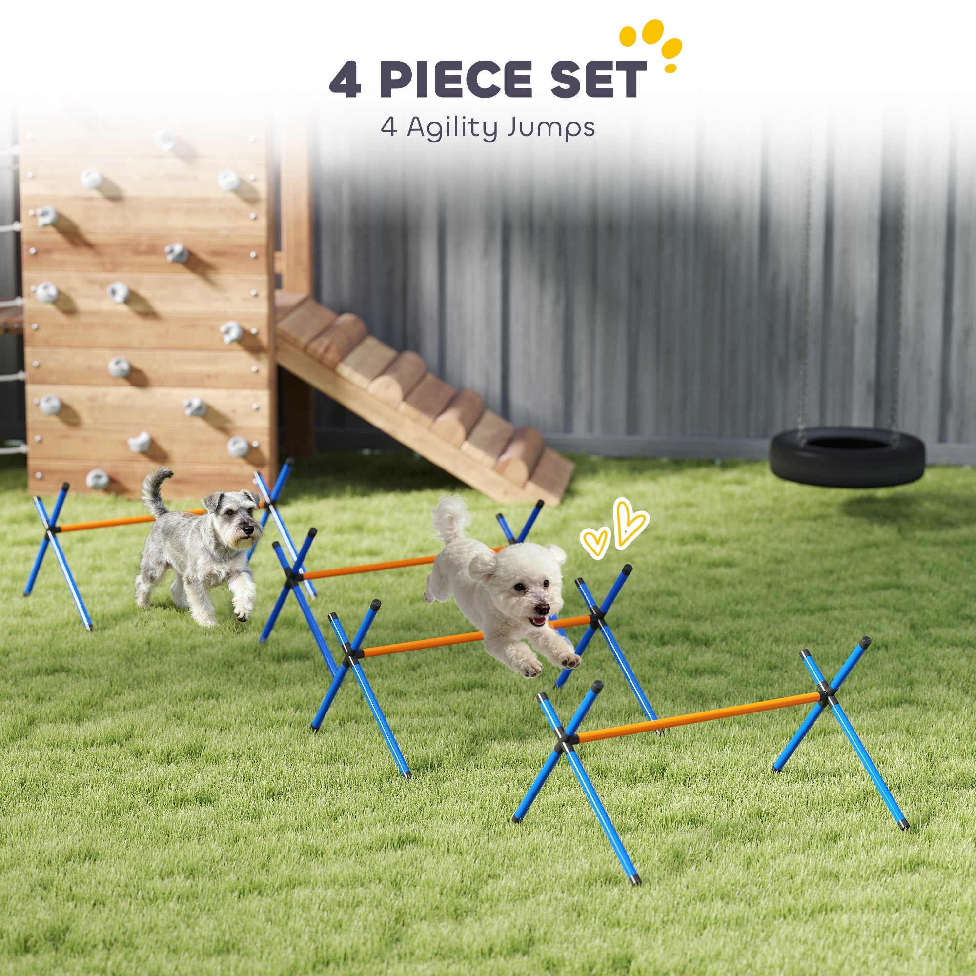 4-Piece Dog Agility Training Set – Adjustable Jump Bar Course for Indoor & Outdoor Use